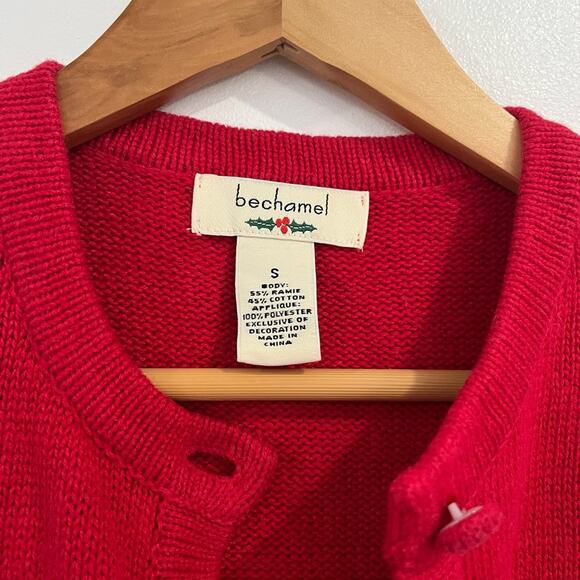 VIntage Red Ugly Sweater Vest Christmas Small Holiday Snowman Holly Baking - Picture 2 of 7